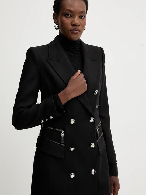 Elisabetta Franchi płaszcz kolor czarny CP01056E2