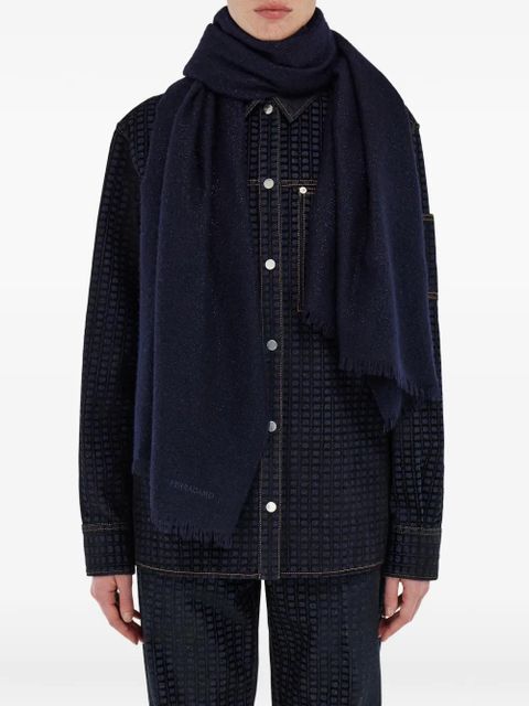 Ferragamo lurex thread embroidered-logo scarf - Blue - zdjęcie produktu nr 2