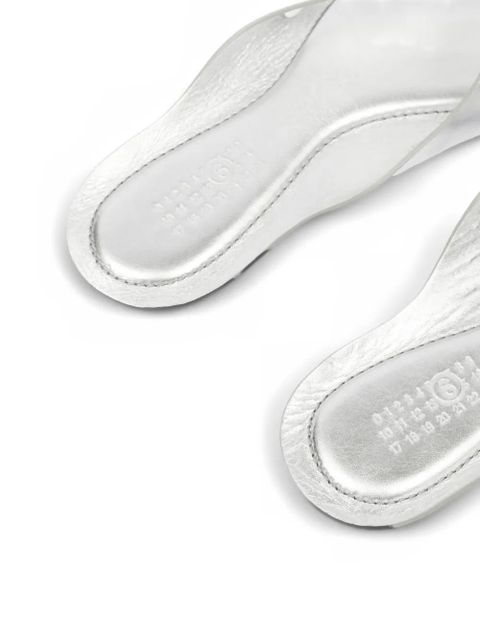 MM6 Maison Margiela laminated leather flat sandals - Silver
