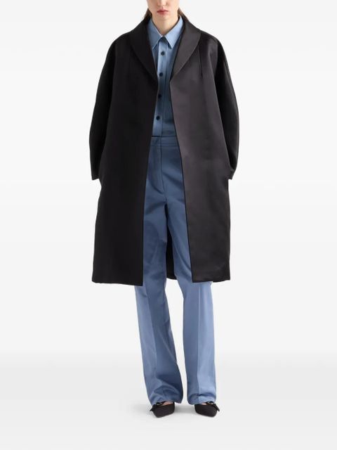 Prada single-breasted double satin coat - Black - zdjęcie produktu nr 2