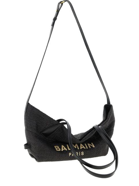 Balmain Track raffia tote bag - Black