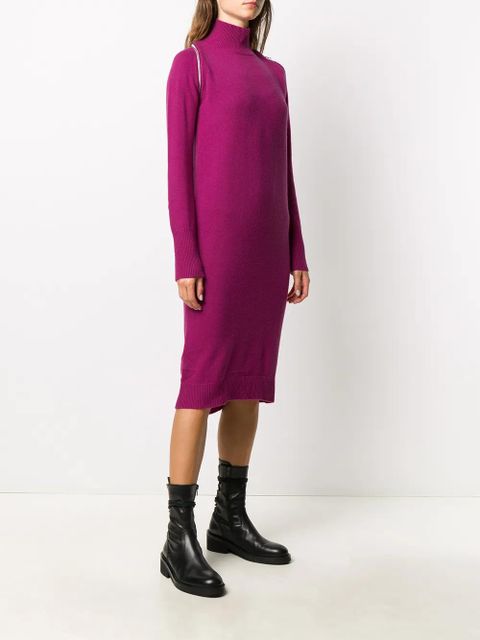 Diesel zip reveal roll neck knit dress - Pink