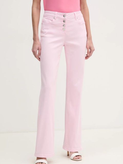 Morgan spodnie PEMAK damskie kolor różowy dzwony high waist PEMAK