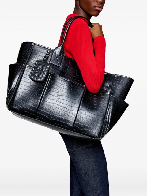 GANNI embossed studded tote bag - Black