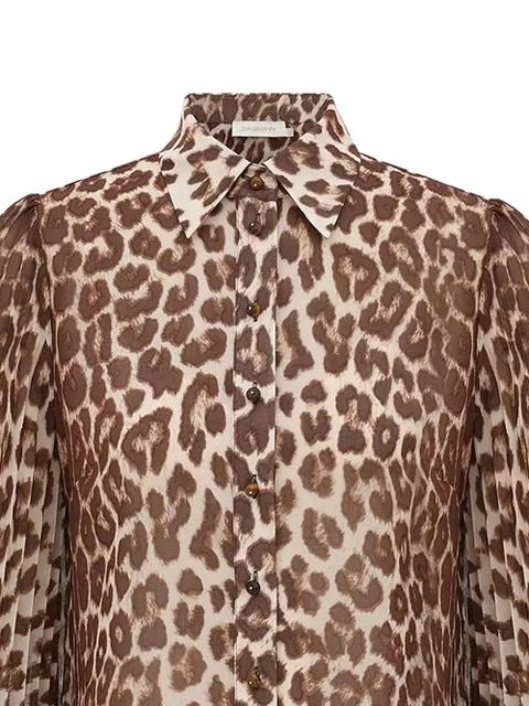 ZIMMERMANN Sunray leopard-print collared shirt - Brown - zdjęcie produktu nr 2