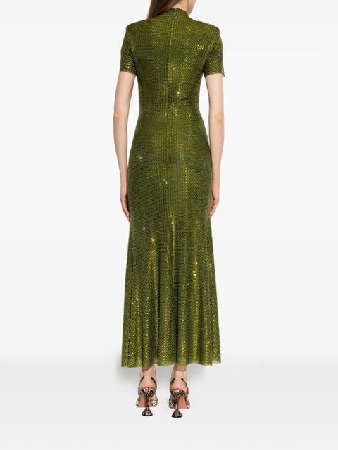 Self-Portrait rhinestone-embellished midi dress - Green