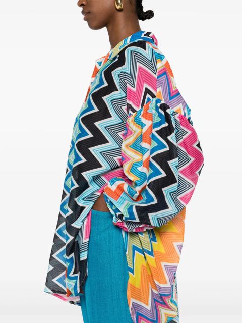 Missoni zigzag balloon-sleeves shirt - Blue