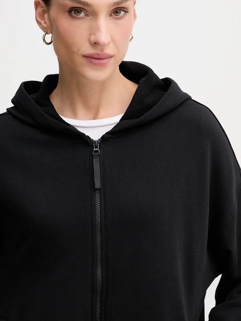 United Colors of Benetton bluza bawełniana damska kolor czarny z kapturem gładka 3UNID500R
