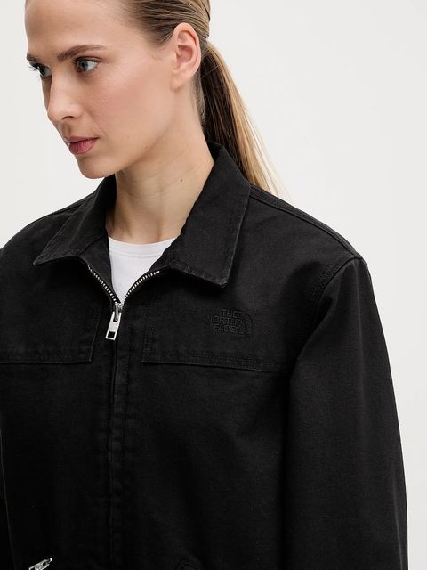 The North Face kurtka bawełniana Cedar Canvas Work kolor czarny przejściowa oversize NF0A8B99JK31