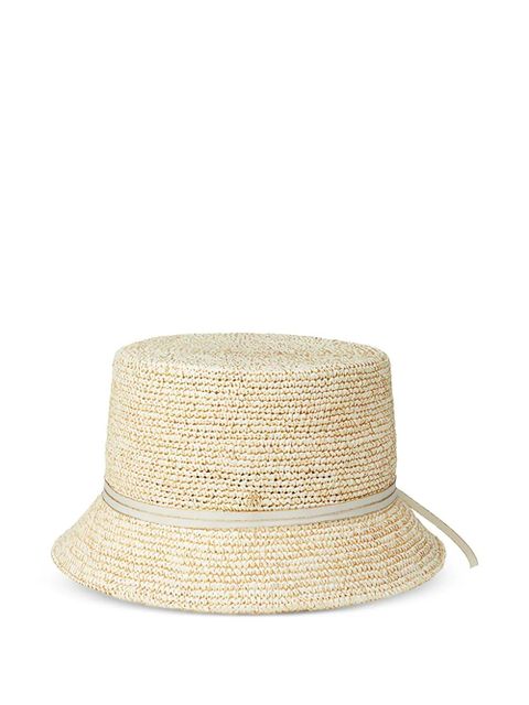 Maison Michel Lila ribbon straw hat - Neutrals - zdjęcie produktu nr 1
