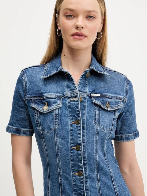 Guess Jeans sukienka jeansowa kolor niebieski mini prosta W5YK55 D5R11 - zdjęcie produktu nr 2