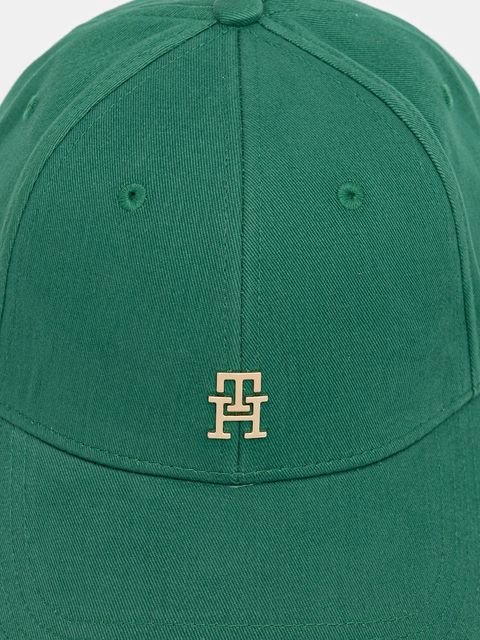 Tommy Hilfiger czapka z daszkiem bawełniana kolor zielony z aplikacją AW0AW17631