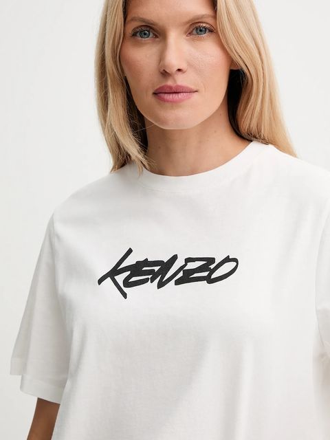 Kenzo t-shirt bawełniany Kenzo x Futura damski kolor biały FF62TS5544SG