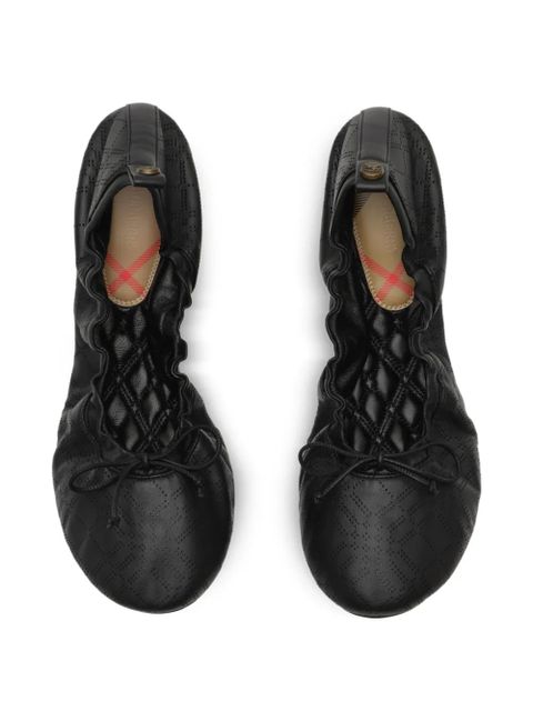 Burberry perforated gathered ballet flats - Black