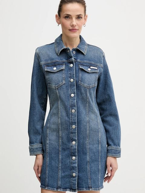 Calvin Klein Jeans sukienka jeansowa kolor niebieski mini dopasowana LV047D774G - zdjęcie produktu nr 1