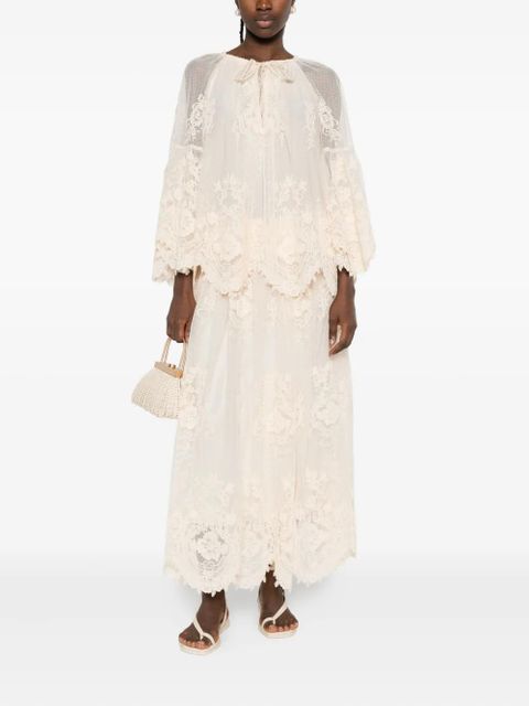 ZIMMERMANN lace-trimmed bell-sleeve blouse - Neutrals