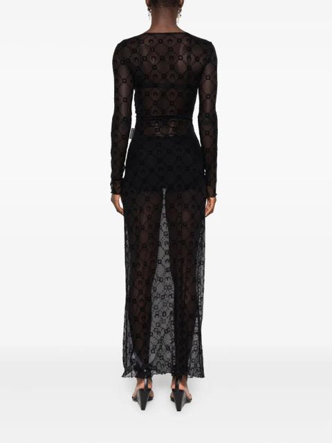 Marine Serre long-sleeve patterned dress - Black