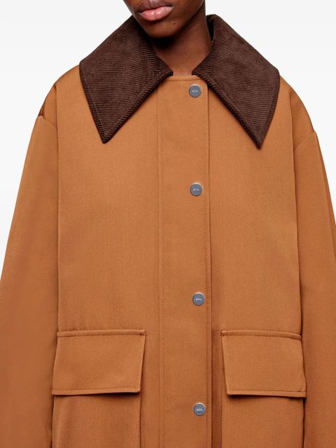 GANNI patch-pocket corduroy-collar jacket - Brown