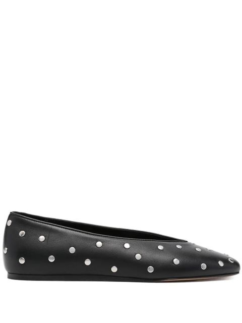Le Monde Beryl Luna stud-embellished leather ballerina shoes - Black - zdjęcie produktu nr 1