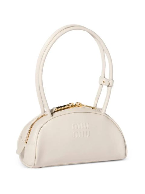 Miu Miu Beau embossed-logo shoulder bag - Neutrals