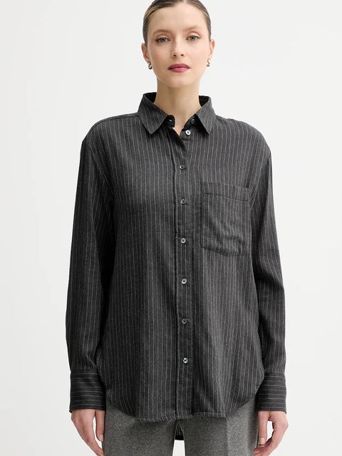 Marc O'Polo koszula bawełniana damska kolor szary regular z kołnierzykiem klasycznym 509117242197 - zdjęcie produktu nr 1