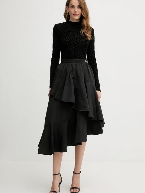Karl Lagerfeld spódnica kolor czarny midi rozkloszowana A3W12015