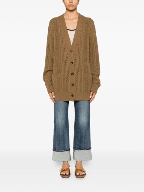 Chloé cable-knit pointelle cardigan - Green