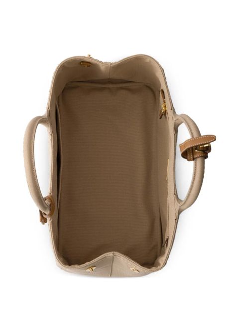 Prada Jardinière large cotton canvas handbag - Neutrals