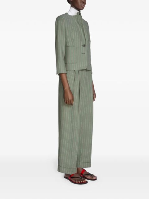 DRIES VAN NOTEN striped cropped blazer - Green