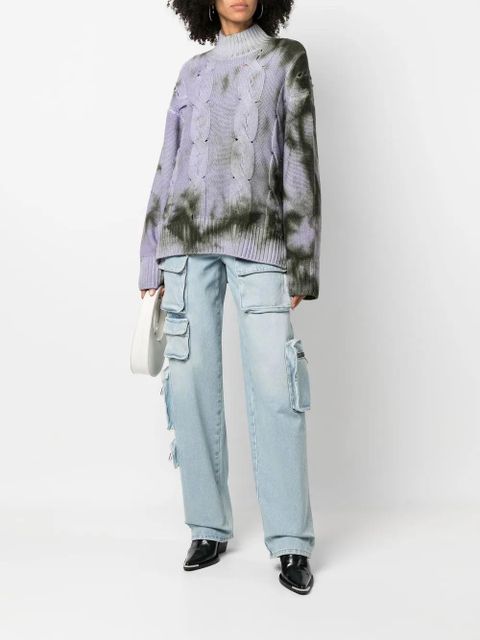 Off-White tie-die cable-knit jumper - Purple - zdjęcie produktu nr 2