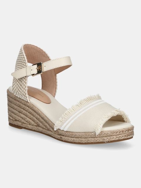 Tommy Hilfiger sandały FRINGE CANVAS MEDIUM WEDGE kolor beżowy FW0FW08879 - zdjęcie produktu nr 1