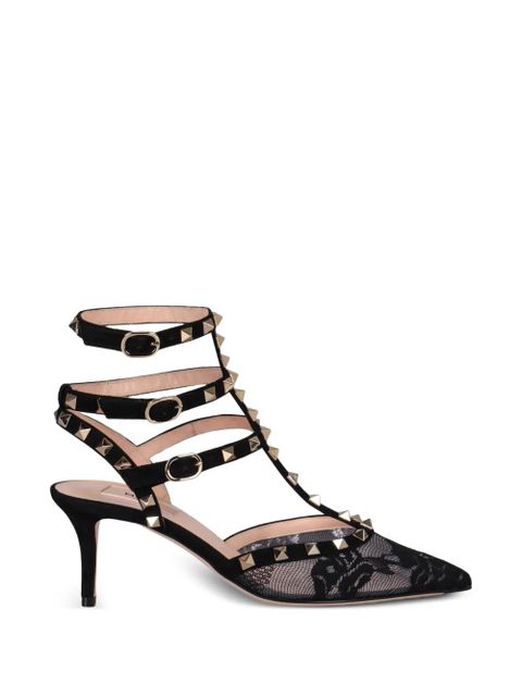 Valentino Garavani 65mm Rockstud lace stud pumps - Black