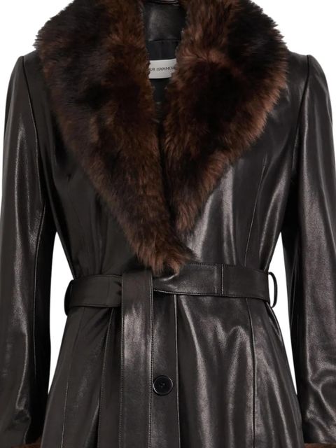 Nour Hammour Baez fur trim belted coat - Black - zdjęcie produktu nr 2