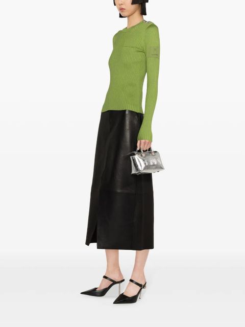 Rabanne crew-neck ribbed-knit top - Green