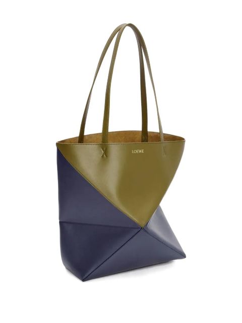 LOEWE Puzzle Fold geometric panelled tote bag - Blue
