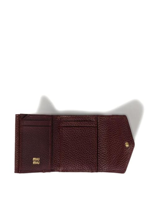Miu Miu small logo-plaque leather wallet - Red - zdjęcie produktu nr 2