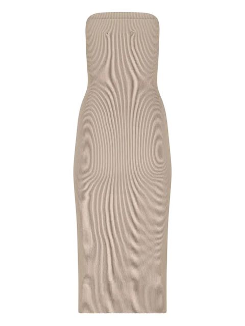 Max Mara ribbed strapless midi dress - Neutrals