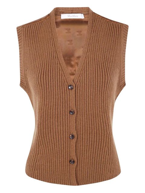Max Mara V-neck ribbed-knit vest - Brown - zdjęcie produktu nr 1