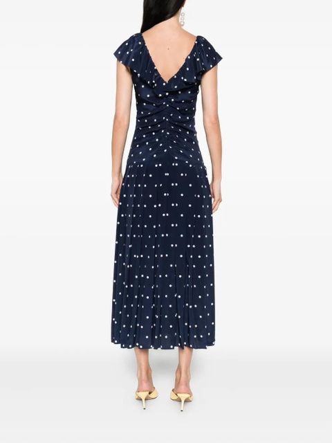 Alessandra Rich polka dot-print ruffled dress - Blue - zdjęcie produktu nr 2