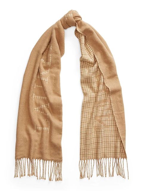 Lauren Ralph Lauren szalik z domieszką wełny kolor beżowy wzorzysty 454960038