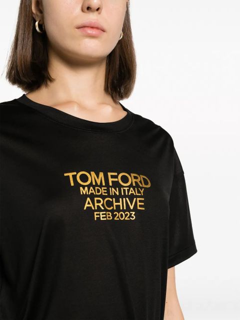 TOM FORD logo-print silk T-shirt - Black
