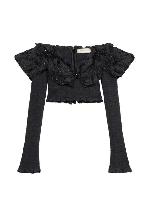 Blumarine ruffled embellished blouse - Black - zdjęcie produktu nr 1
