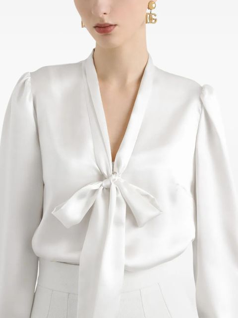 Dolce & Gabbana satin tie-neck blouse - White