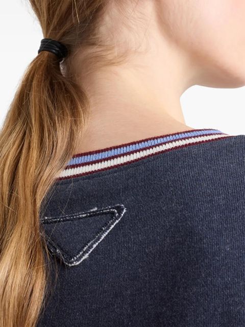 Prada logo-embroidered cotton sweatshirt - Blue