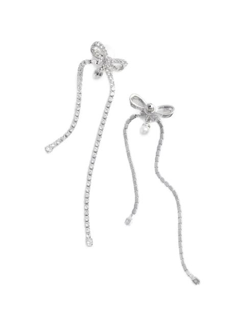 Self-Portrait crystal-embellished bow earrings - Silver - zdjęcie produktu nr 2