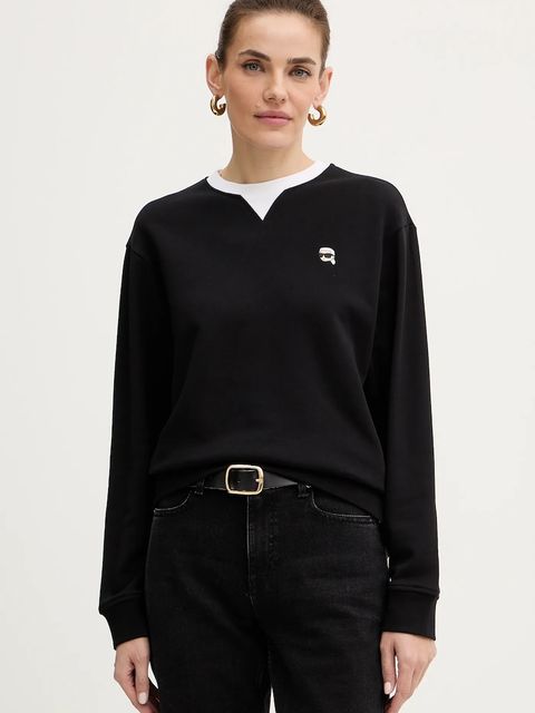 Karl Lagerfeld bluza bawełniana IKON damska kolor czarny z aplikacją B1W20027 - zdjęcie produktu nr 1