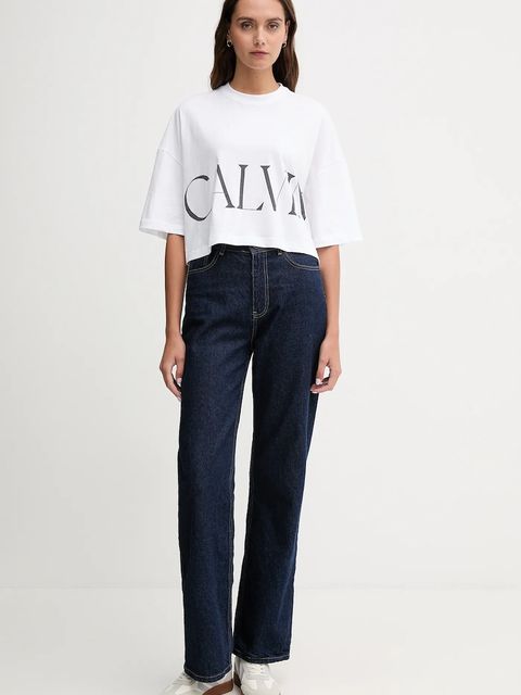 Calvin Klein Jeans t-shirt bawełniany damski kolor biały LV047D206G