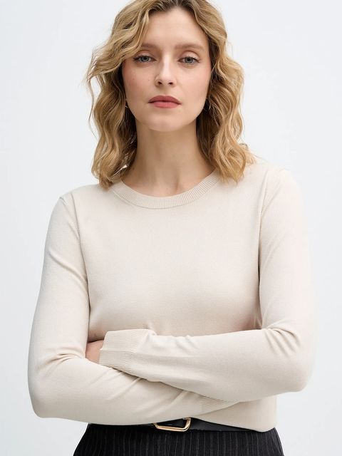 Sisley sweter damski kolor beżowy lekki 17Q3M100F