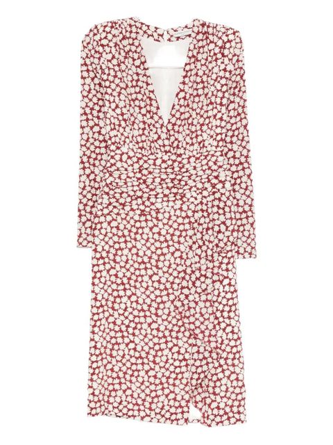 Alessandra Rich floral-print draped midi dress - Red
