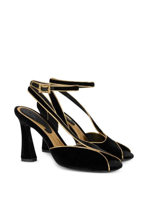 ETRO 90mm metallic-trim velvet high-heeled sandals - Black - zdjęcie produktu nr 2